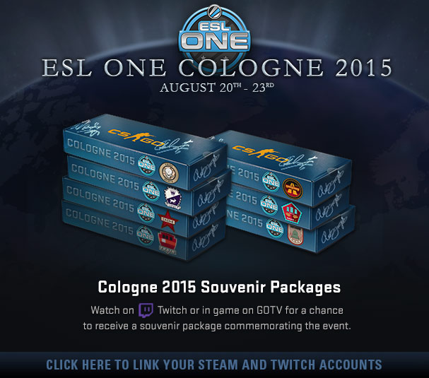 Сувенирни пакети Cologne 2015 | Свързване на Steam и Twitch акаунти