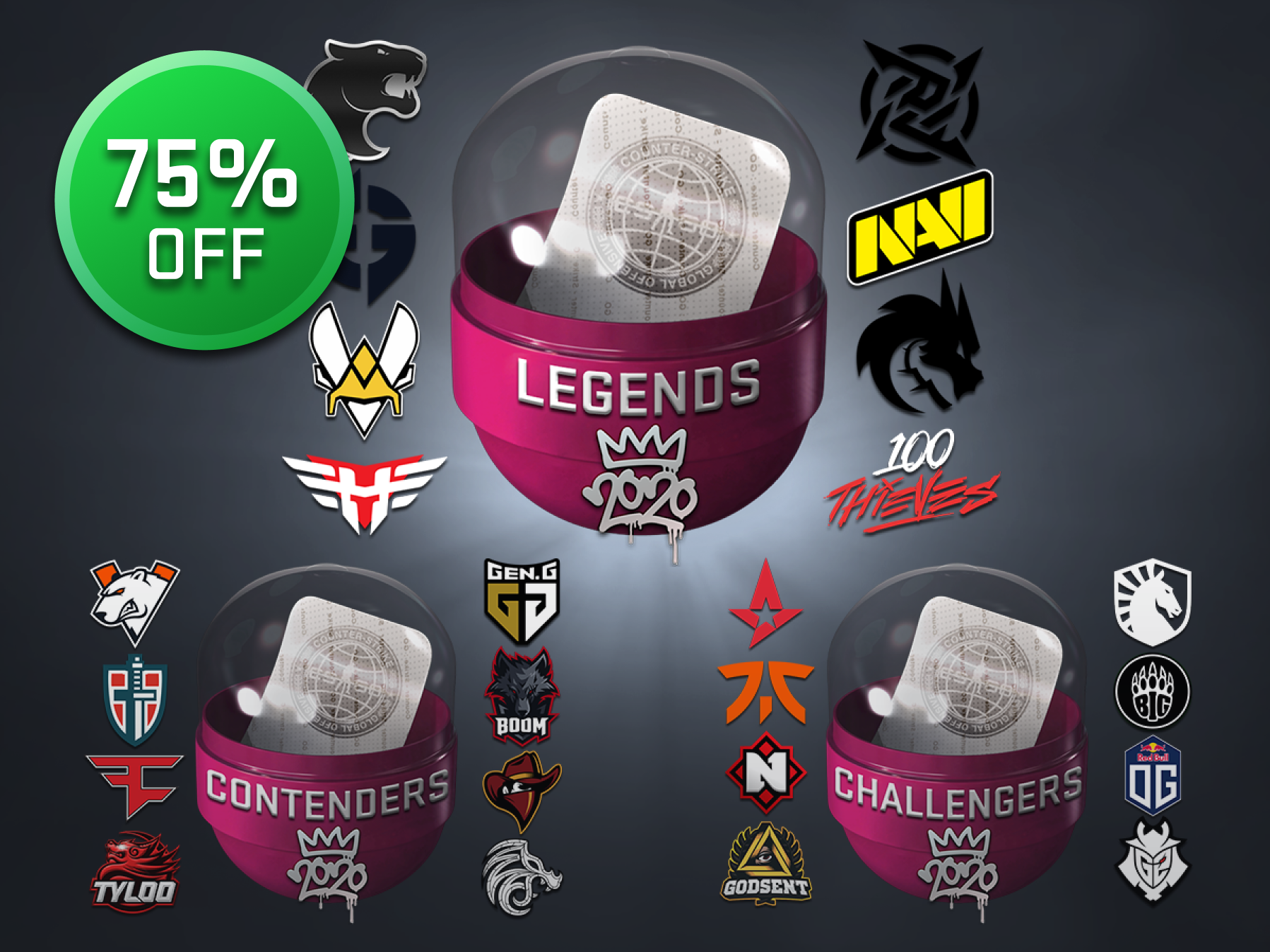 100 cheapest CS:GO stickers