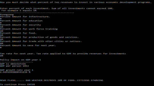 Скриншот из Area Cooperation Economic Simulation: North Korea (ACES)