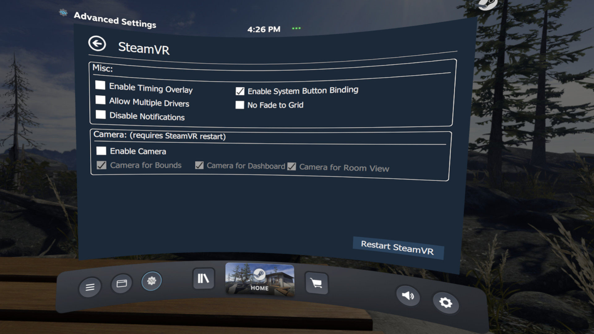 steamvr advanced settings with playspace mover