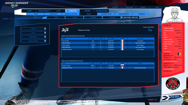 Скриншот из Hockey Manager 20|20