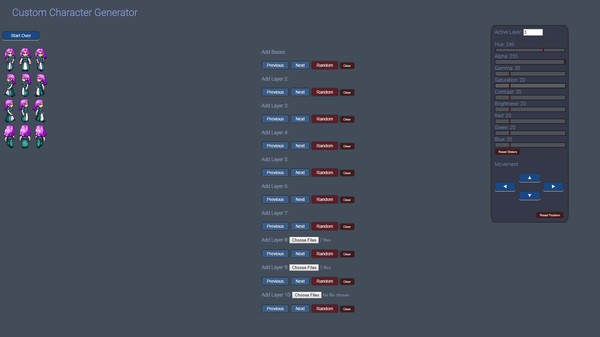 Universal Character Generator game for Linux 1