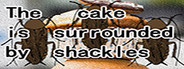 The cake is surrounded by shackles