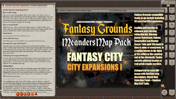 Скриншот из Fantasy Grounds - Meander Map Pack City Expansions I (Map Pack)