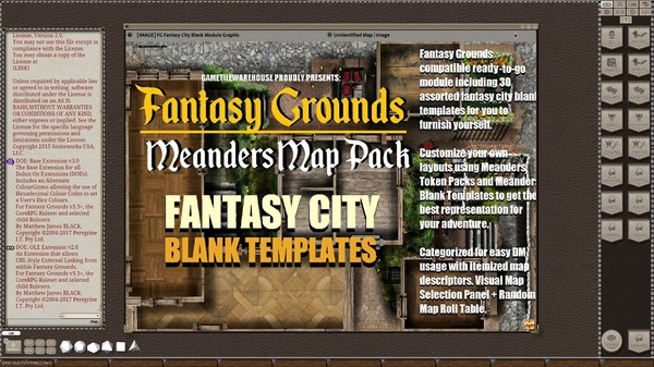 Скриншот из Fantasy Grounds - Meander Map Pack Fantasy City Blank Templates (Map Pack)