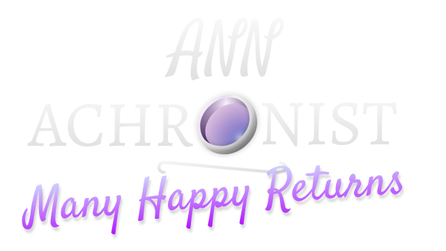 Ann Achronist: Many Happy Returns Logo