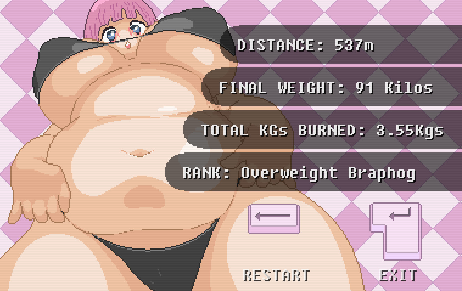 In this game your objective to lose weight and run as far as you can. 