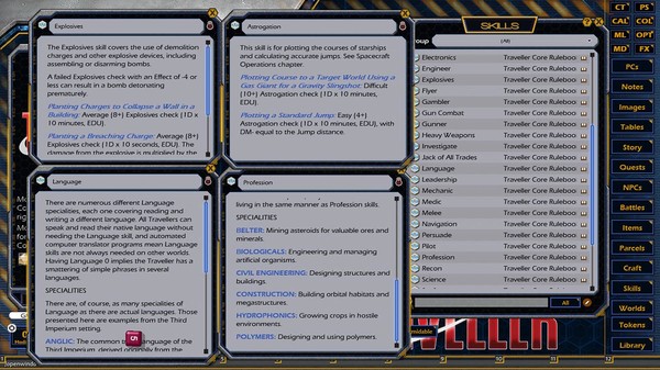 Скриншот из Fantasy Grounds - Mongoose Traveller 2E ruleset (MGT2)