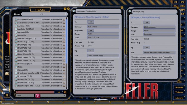 Скриншот из Fantasy Grounds - Mongoose Traveller 2E ruleset (MGT2)