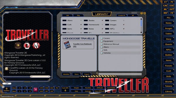 Скриншот из Fantasy Grounds - Mongoose Traveller 2E ruleset (MGT2)