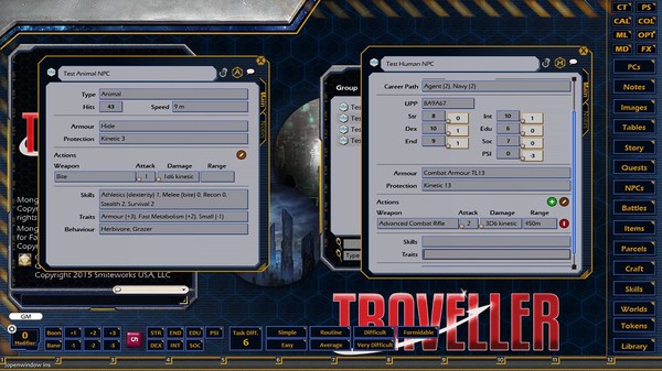 Скриншот из Fantasy Grounds - Mongoose Traveller 2E ruleset (MGT2)