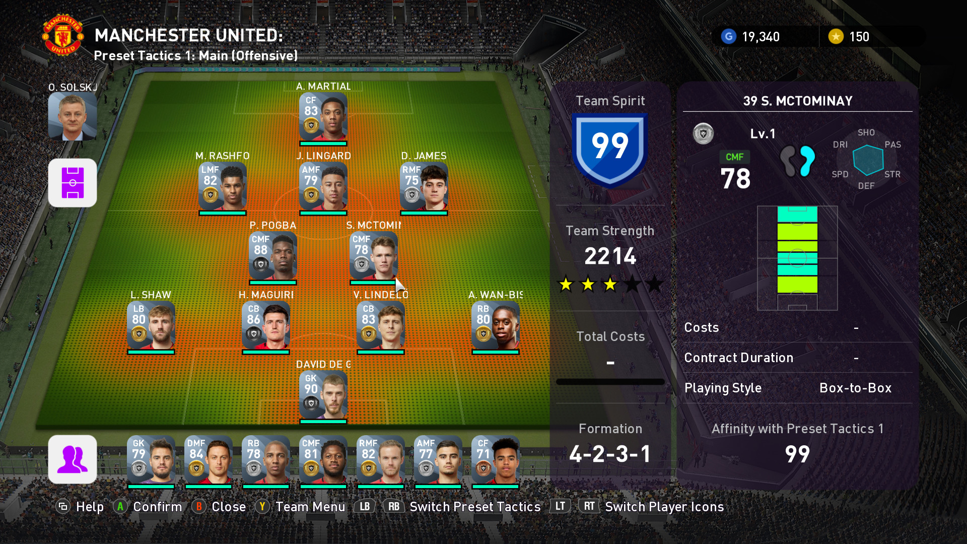 eFootball PES 2020 - myClub MANCHESTER UNITED Squad ...