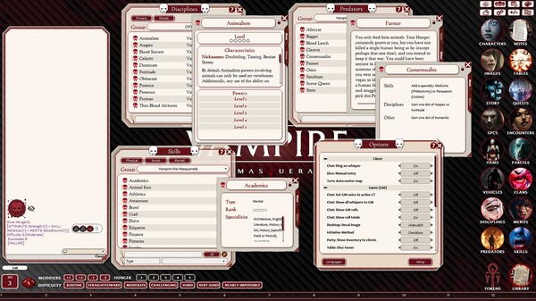 Скриншот из Fantasy Grounds - Vampire the Masquerade 5th Edition Ruleset (VTM5TH)
