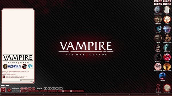Скриншот из Fantasy Grounds - Vampire the Masquerade 5th Edition Ruleset (VTM5TH)