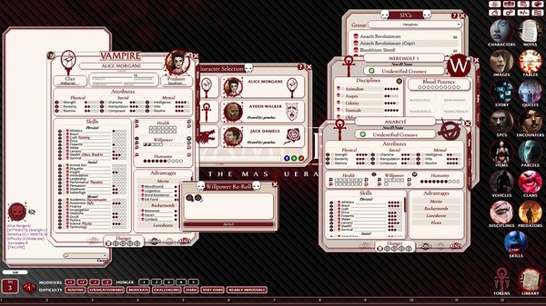 Скриншот из Fantasy Grounds - Vampire the Masquerade 5th Edition Ruleset (VTM5TH)