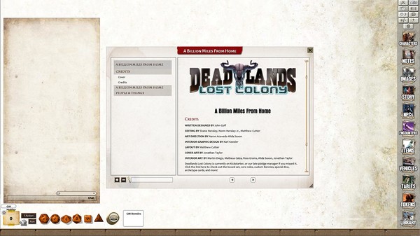 Скриншот из Fantasy Grounds - Deadlands Lost Colony: A Billion Miles from Home!