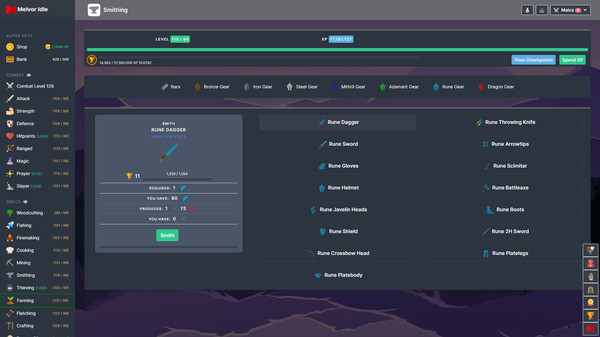 Скриншот из Melvor Idle