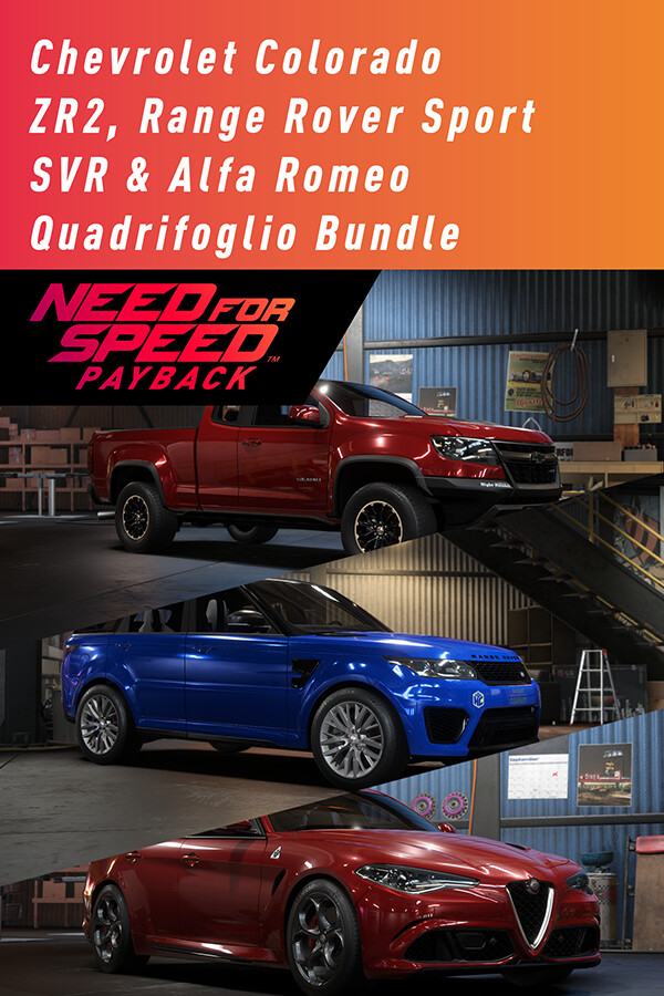 Need for Speed™ Payback: Chevrolet Colorado ZR2, Range Rover Sport SVR & Alfa Romeo Quadrifoglio Bundle for steam Need for Speed™ Payback: Chevrolet Colorado ZR2, Range Rover Sport SVR & Alfa Romeo Quadrifoglio Bundle for steam