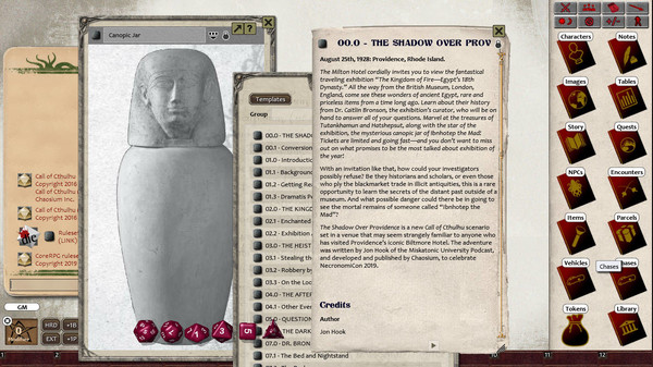 Скриншот из Fantasy Grounds - The Shadow Over Providence