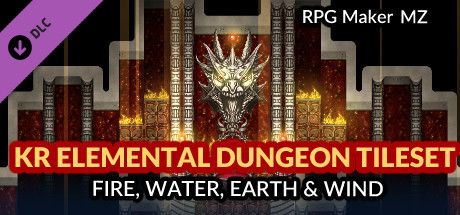 RPG Maker MZ - KR Elemental Dungeon Tileset - Fire Water Earth Wind cover art