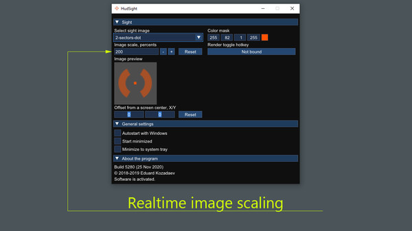 Скриншот из HudSight - custom crosshair overlay