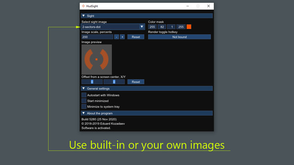 Скриншот из HudSight - custom crosshair overlay