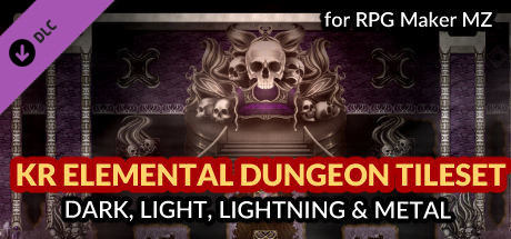 RPG Maker MZ - KR Elemental Dungeon Tileset - Dark Light Lightning Metal cover art