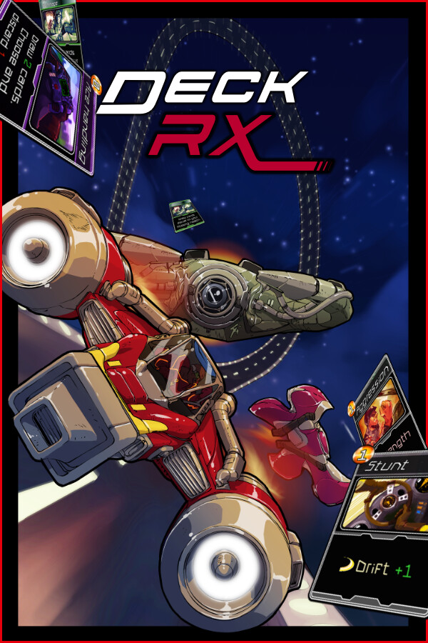 Steam portrait for Deck RX: The Deckbuilding Racing Game.