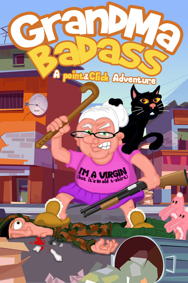 Steam portrait for GrandMa Badass - a crazy point and click adventure.
