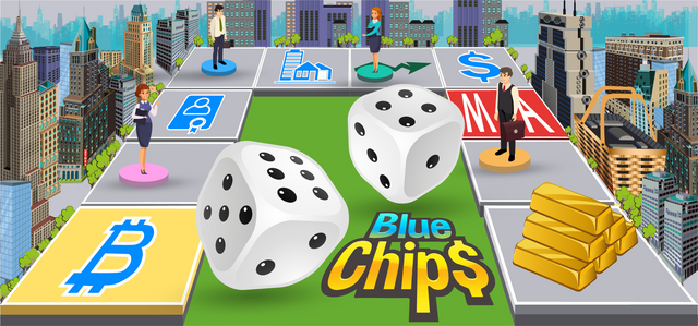 Blue Chips: economic multiplayer board game Logo