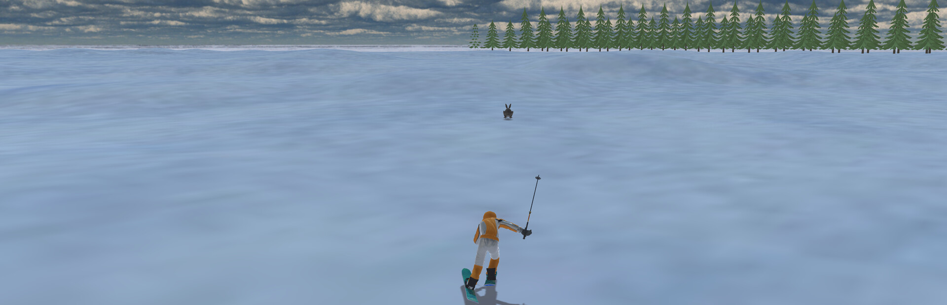 Chasing rabbits in snow