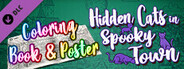 Hidden Cats in Spooky Town - Printable PDF Coloring Book and Poster