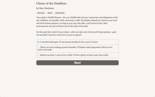 Choice of the Deathless game for Linux 1