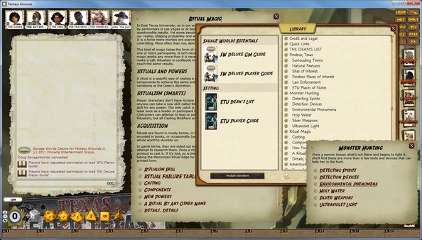 Скриншот из Fantasy Grounds - Savage Worlds: ETU - East Texas University
