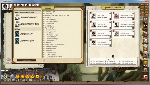 Скриншот из Fantasy Grounds - Savage Worlds: ETU - East Texas University