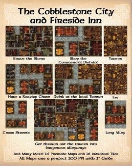 Скриншот из Fantasy Grounds - Maps: Cobblestone City and Inn