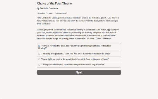 Choice of the Petal Throne for linux