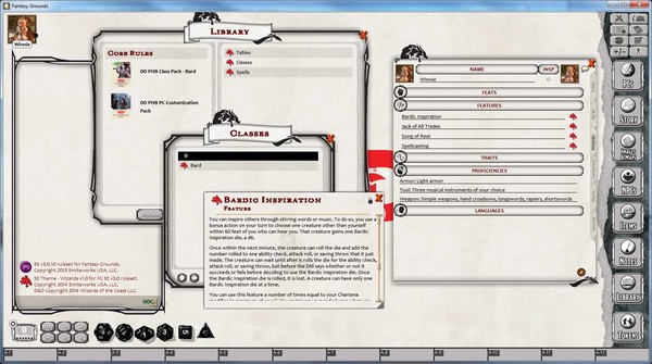 Скриншот из Fantasy Grounds - D&D Bard Class Pack