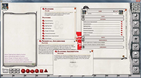 Скриншот из Fantasy Grounds - D&D Ranger Class Pack