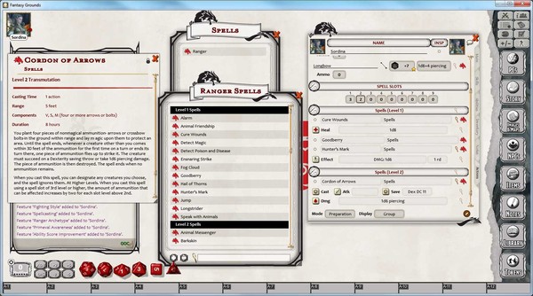 Скриншот из Fantasy Grounds - D&D Ranger Class Pack