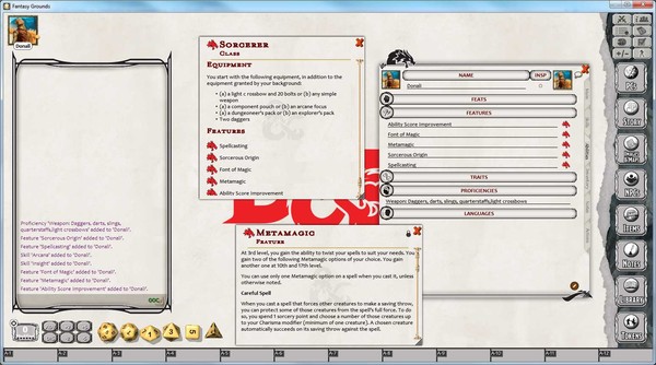 Скриншот из Fantasy Grounds - D&D Sorcerer Class Pack