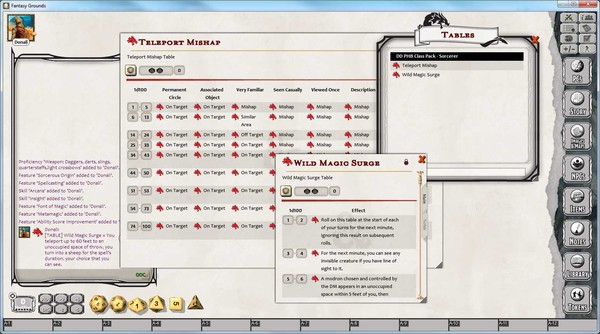 Скриншот из Fantasy Grounds - D&D Sorcerer Class Pack