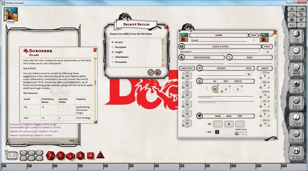 Скриншот из Fantasy Grounds - D&D Sorcerer Class Pack