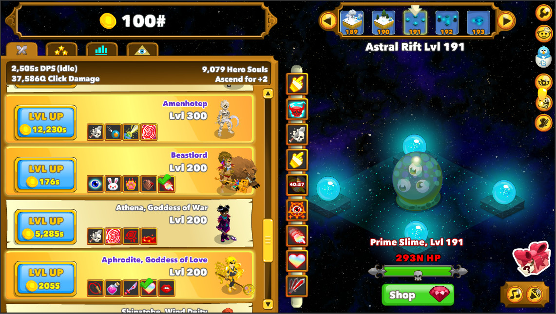 Clicker Heroes Gold Chart