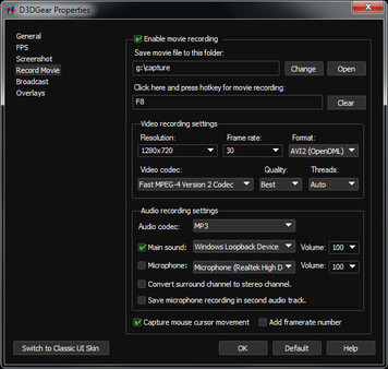 D3DGear - Game Recording and Streaming Software minimum requirements