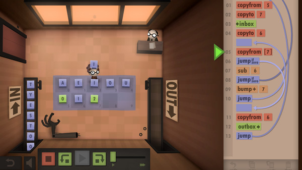 Скриншот из Human Resource Machine