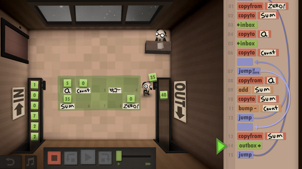 Скриншот из Human Resource Machine