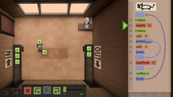 Скриншот из Human Resource Machine