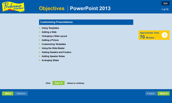 Скриншот из Professor Teaches® PowerPoint 2013 & 365