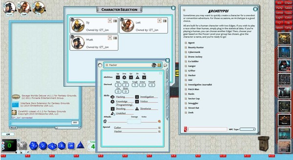 Скриншот из Fantasy Grounds - Interface Zero 2.0 for Savage Worlds